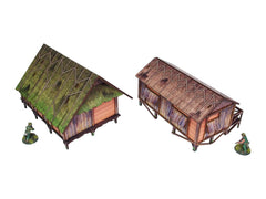 Micro Art Studio: Pre-Painted WW2 Pacific Jungle Huts x2