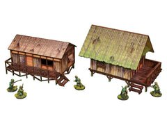 Micro Art Studio: Pre-Painted WW2 Pacific Jungle Huts x2