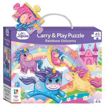 Kid's Jigsaws, Jr. Jigsaw: Rainbow Unicorns 45pc Carry & Play Puzzle