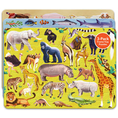Jr. Jigsaw: 3 in 1 Frame Tray Puzzles – Animals