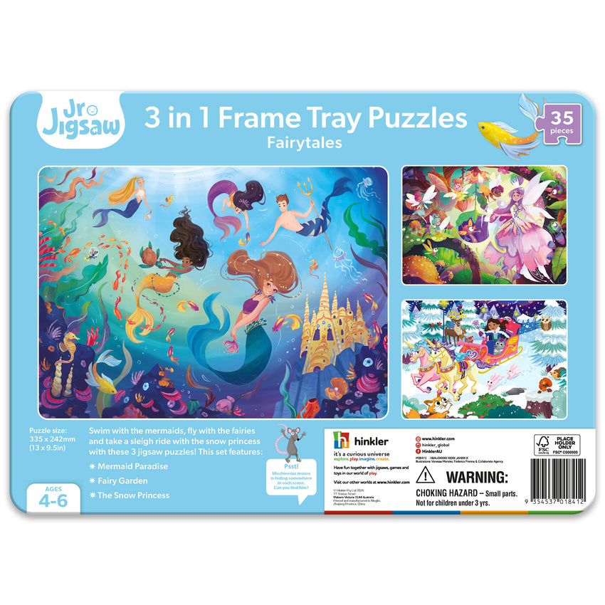 Jr. Jigsaw: 3 in 1 Frame Tray Puzzles – Fairytales