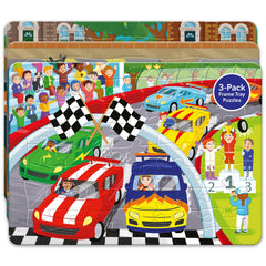Jr. Jigsaw: 3 in 1 Frame Tray Puzzles – Vehicles