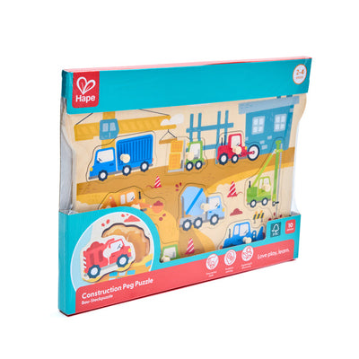 Kid's Jigsaws, Hape Peg Puzzle: Construction Vehicles