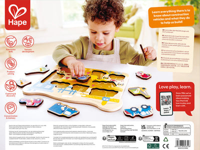Kid's Jigsaws, Hape Peg Puzzle: Construction Vehicles