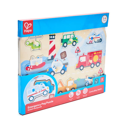 Kid's Jigsaws, Hape Peg Puzzle: Emergency Vehicles