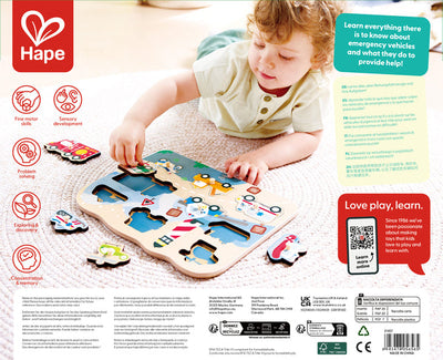 Kid's Jigsaws, Hape Peg Puzzle: Emergency Vehicles
