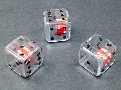 Products, 25mm Clear Red D6 Double Dice