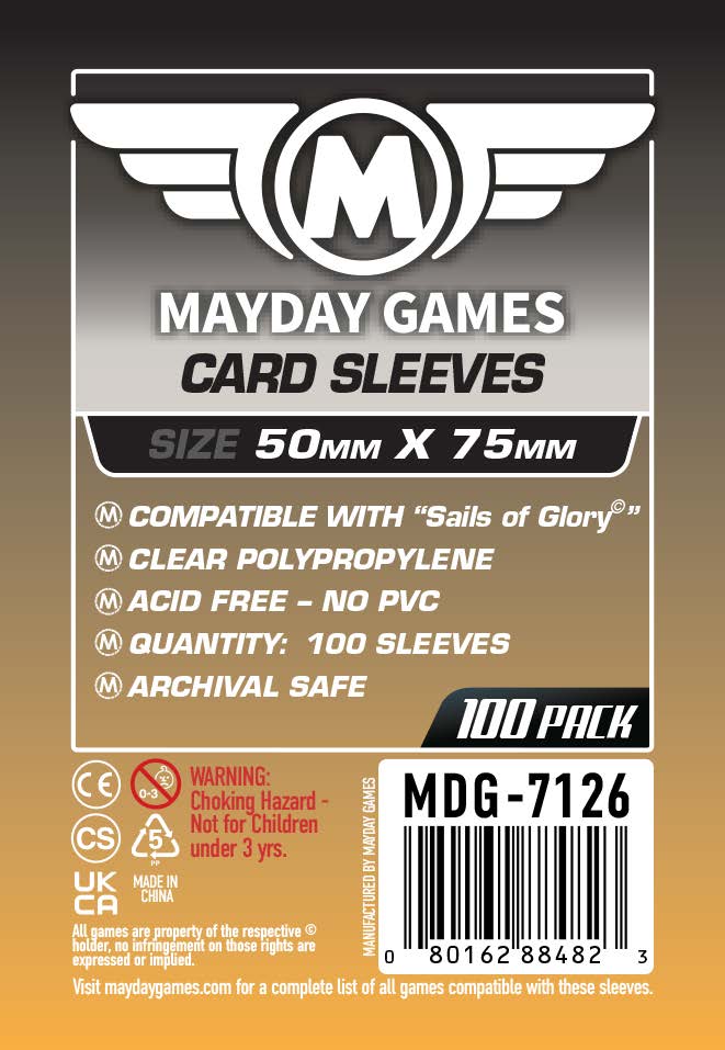 Mayday Games: Sails of Glory Compatible Card Sleeves 50x75mm 100 pack