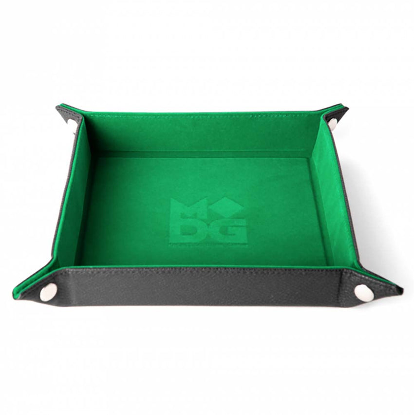 Fanroll: Green Velvet Dice Tray With Leather Backing