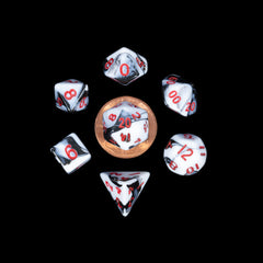 Fanroll: Marble with Red Numbers 10mm Mini Poly Dice Set