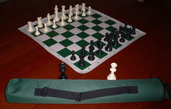 Weighted Plastic Chess Set Vinyl Mat 55mm Squares and Carry Tube Bag