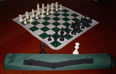 Weighted Plastic Chess Set Vinyl Mat 55mm Squares and Carry Tube Bag