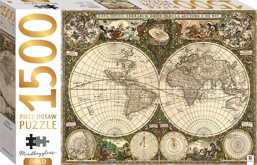 Mindbogglers Gold: Vintage World Map 1500pc Puzzle