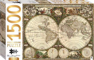 Jigsaw Puzzles, Mindbogglers Gold: Vintage World Map 1500pc Puzzle