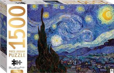 Jigsaw Puzzles, Mindbogglers Gold: Starry Night by Van Gogh 1500pc Puzzle