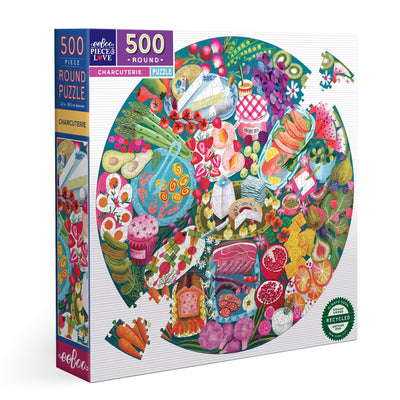 Jigsaw Puzzles, eeBoo Charcuterie 500pc Round Puzzle