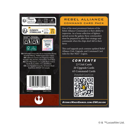 Star Wars: Legion, Star Wars: Legion – Rebel Alliance Command Card Pack