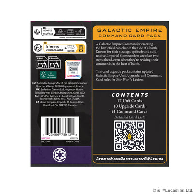 Star Wars: Legion, Star Wars: Legion – Galactic Empire Command Card Pack