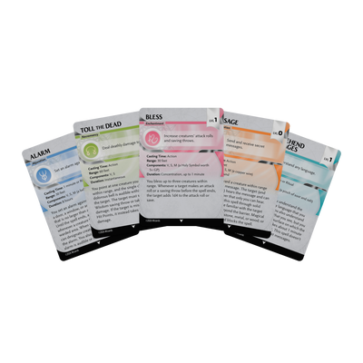 Role Playing Games, Dungeons & Dragons Reference Cards: Spells – Levels 0-1