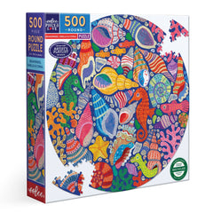 eeBoo: Seahorses Shells & Coral 500pc Round Puzzle