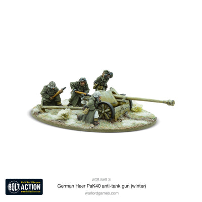 Miniatures, German Heer 75mm Pak 40 Anti-Tank Gun Winter