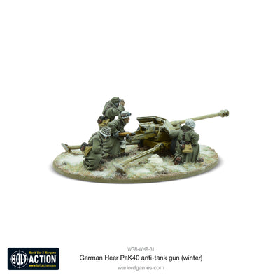 Miniatures, German Heer 75mm Pak 40 Anti-Tank Gun Winter