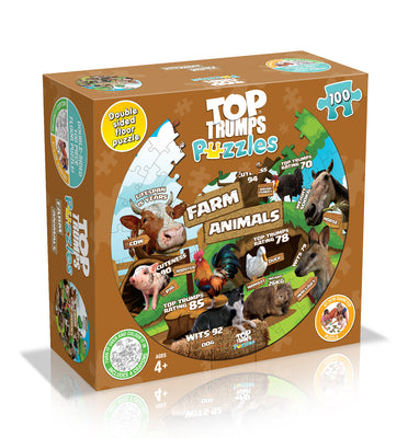 Kid's Jigsaws, Top Trumps Farm Animals Double Sided Giant Puzzle 100pc