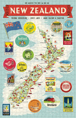 Cavallini & Co: NZ Map 500pc Vintage Puzzle