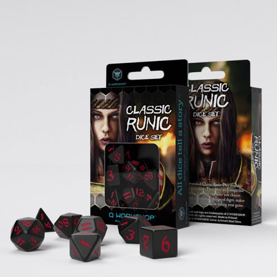 Role Playing Games, Q Workshop: Classic Runic Black & Red Dice Set