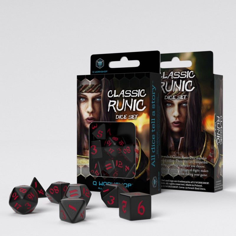 Q Workshop: Classic Runic Black & Red Dice Set
