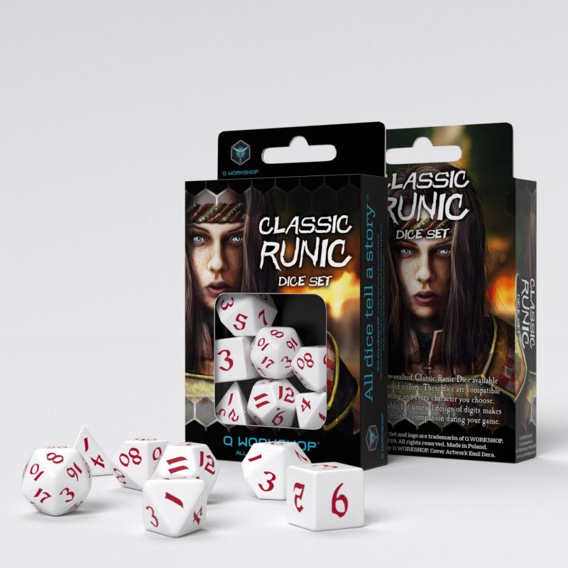 Q Workshop: Classic Runic White & Red Dice Set