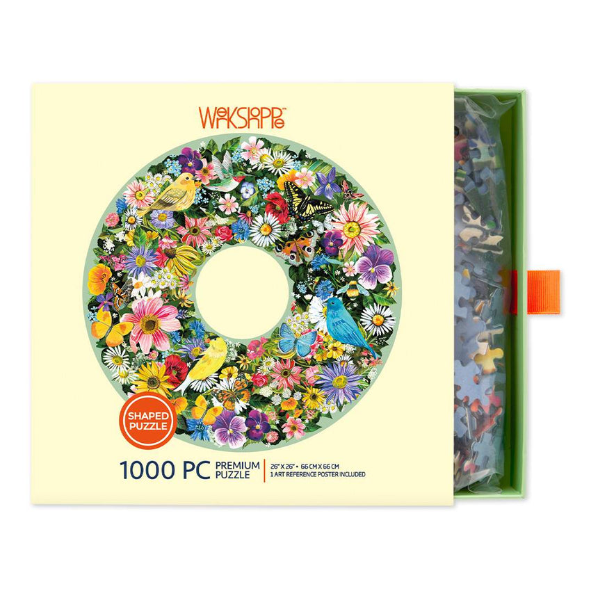 WerkShoppe: Spring Floral Wreath 1000pc Round Puzzle