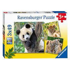 Jigsaw Puzzles, Panda Lion & Tiger 3x49PC