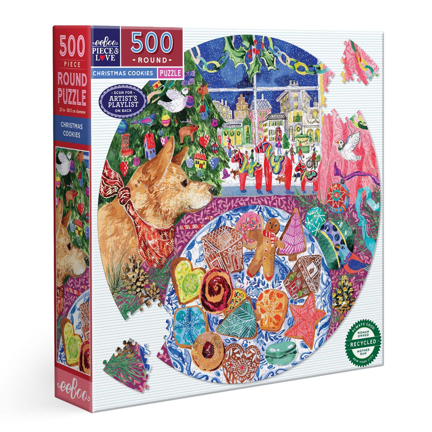 eeBoo: Christmas Cookies 500pc Round Puzzle
