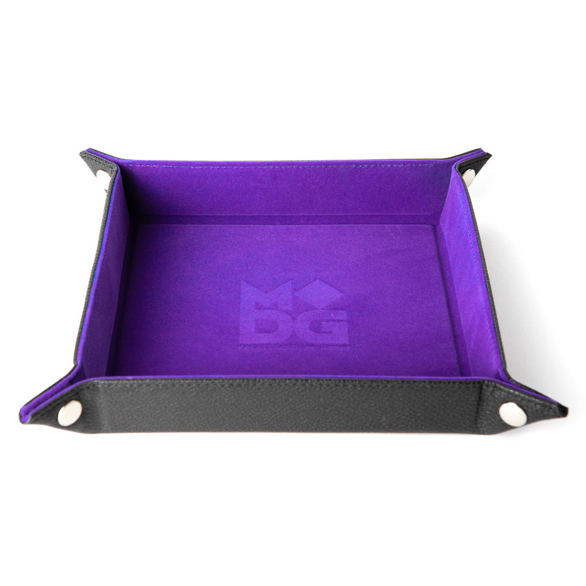 Fanroll: Purple Velvet Dice Tray With Leather Backing