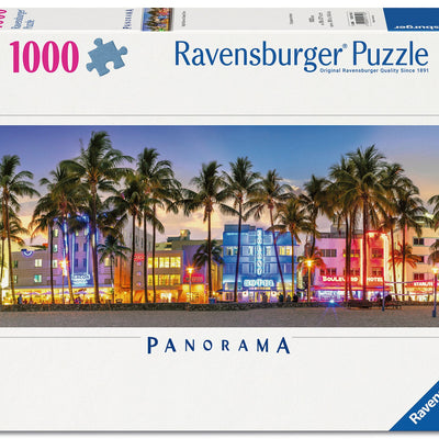 Jigsaw Puzzles, Ravensburger: Night Glow on Ocean Drive 1000pc Puzzle
