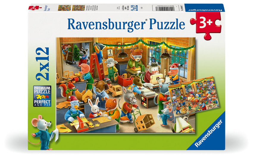 Ravensburger: Christmas Toy Factory 2x12pc Puzzles