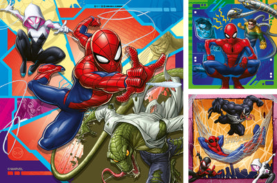 Kid's Jigsaws, Ravensburger: Spiderman It's Web-Slinging Time! 3x49pc Puzzles