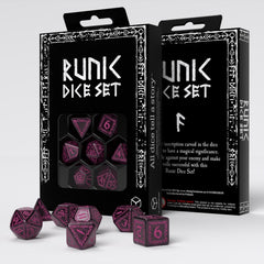 Q Workshop: Runic Shimmering Black with Magenta Dice Set
