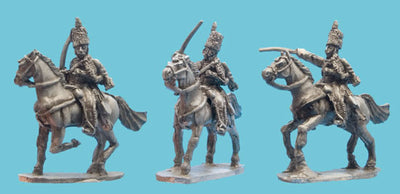 Miniatures, British Hussar Charging in Tall Busby