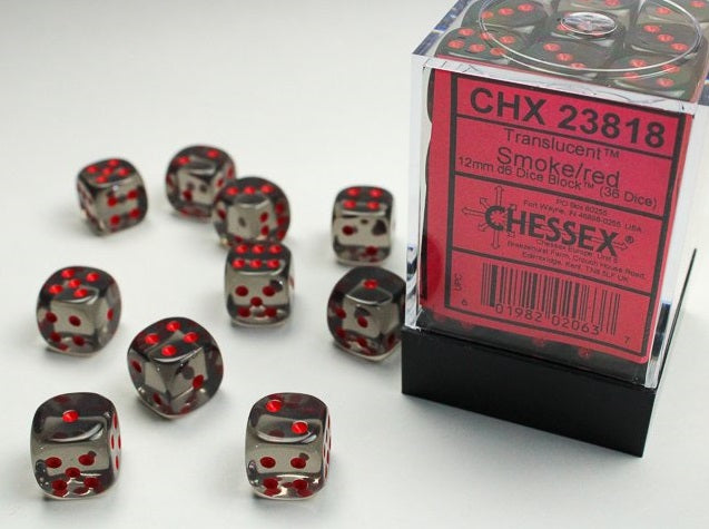 12mm D6 Smoke/Red Dice