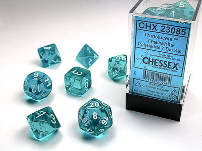 Dice, Translucent Poly Teal/White