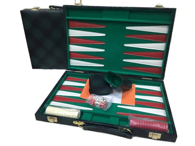 Board Games, Backgammon Green Checkered 18inch