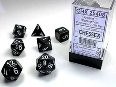 Opaque Black/White 7 Poly Dice Set