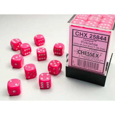 Dice, OPQ Pink/White D6 36 pack