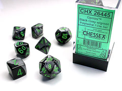 Gemini Black Grey/Green 7 Poly-Dice Set