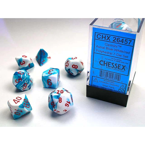 Gemini Astral Blue/White 7 Poly-Dice Set