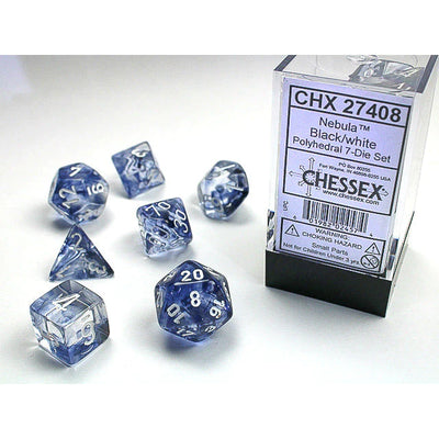 Dice, Nebula Black/White 7-Poly Dice Set