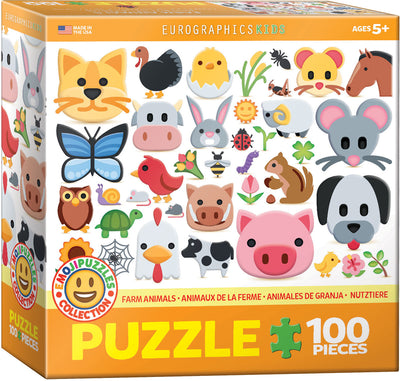 Kid's Jigsaws, Farm Animals - Emojis 100PC