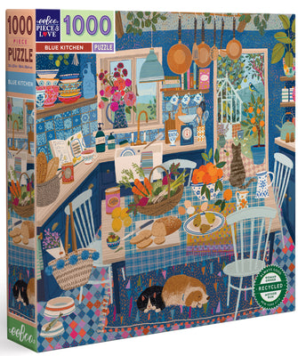 Jigsaw Puzzles, Eeboo Blue Kitchen 1000PC